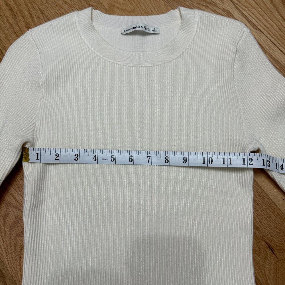 Abercrombie & Fitch Long Sleeve Ottoman Crew Top - Size Small - CREAM - Picture 4 of 6